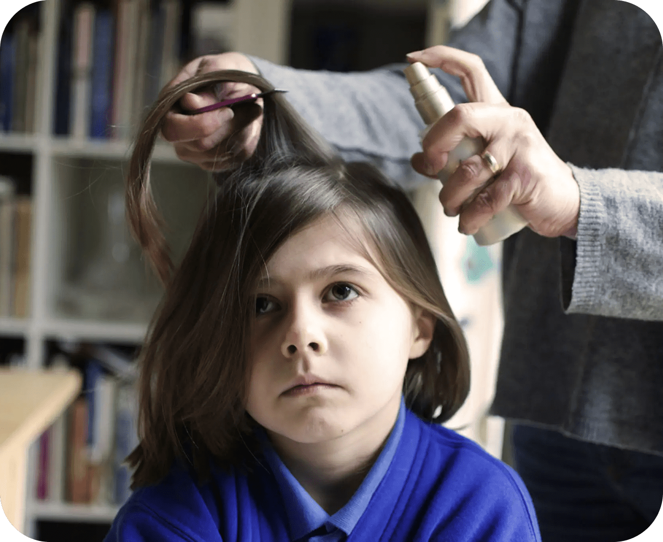 Hair styling for school child