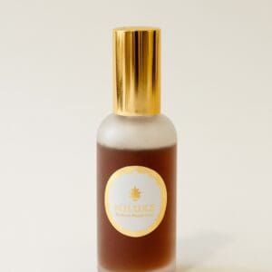 Frosted glass cosmetic bottle with gold cap